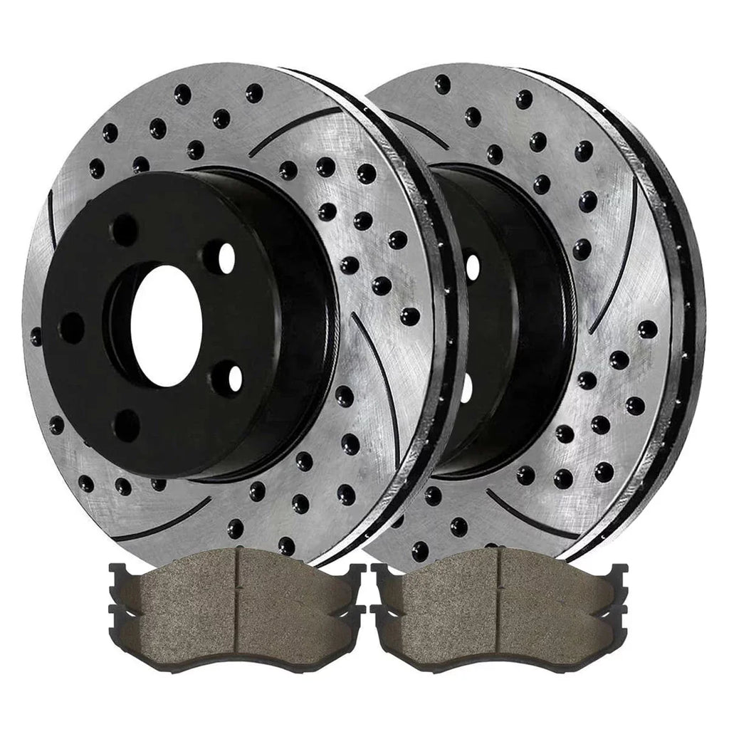 2000 for 2.5L Pads Cherokee Jeep Front 4.0L Kit Brake Black and AutoShack 4WD RWD Slotted Driver Replacement Rotors 2.4L 2006 Passenger TJ Ceramic Wrangler Side and 2005 2001 Drilled 1999 1999-2004