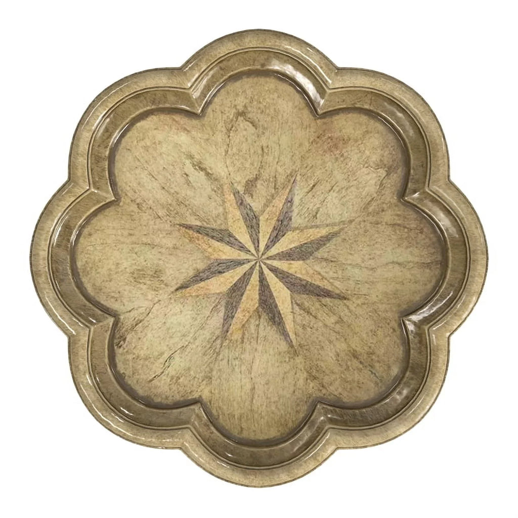 Antique Scalloped Butler Whitman Table Edge Accent Specialty Beige