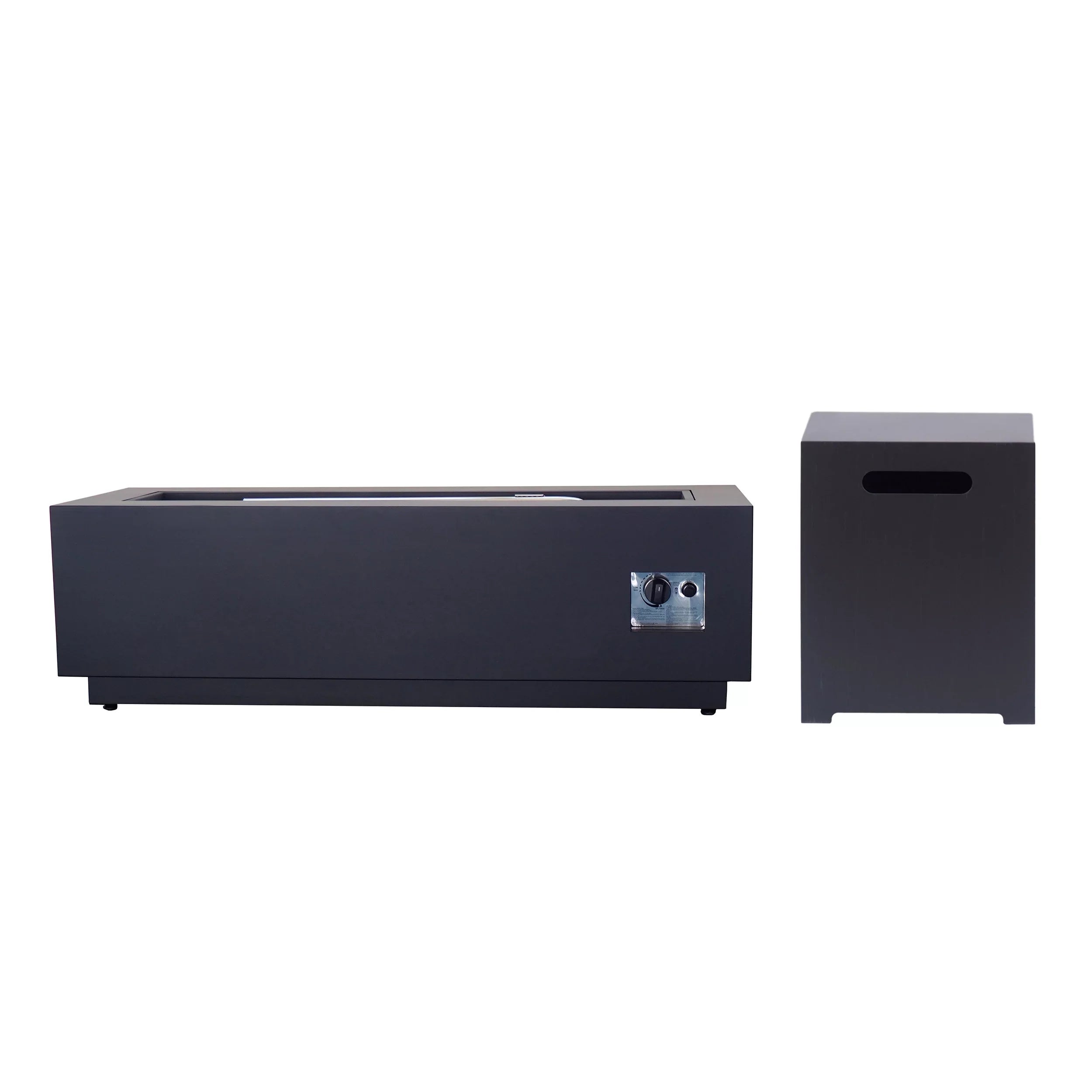 Grey Iron exterior Reign Rectangular Gas Dark Pit , Fire