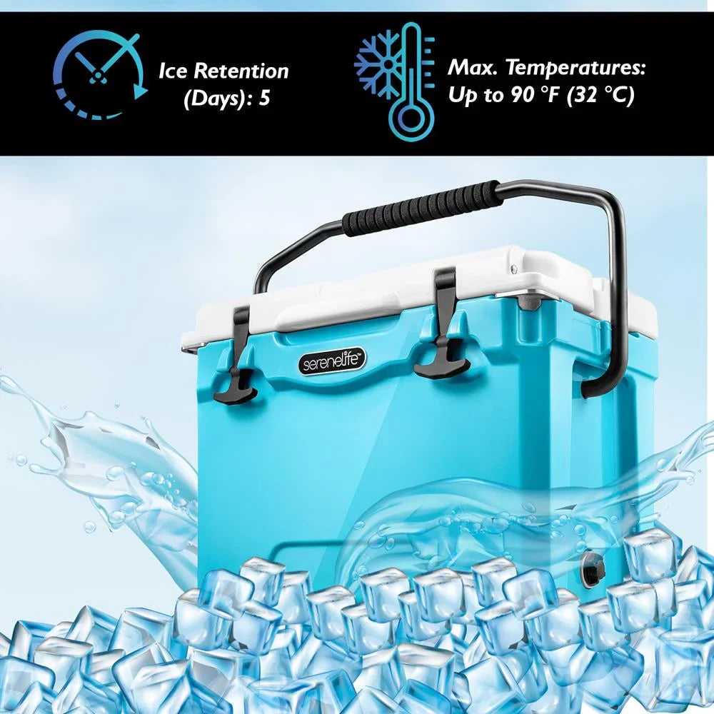 Travel Quart Cooler Cooler Box (Blue) Ice Lightweight Heavy-Duty 25 SereneLife Handles, W/ Portable