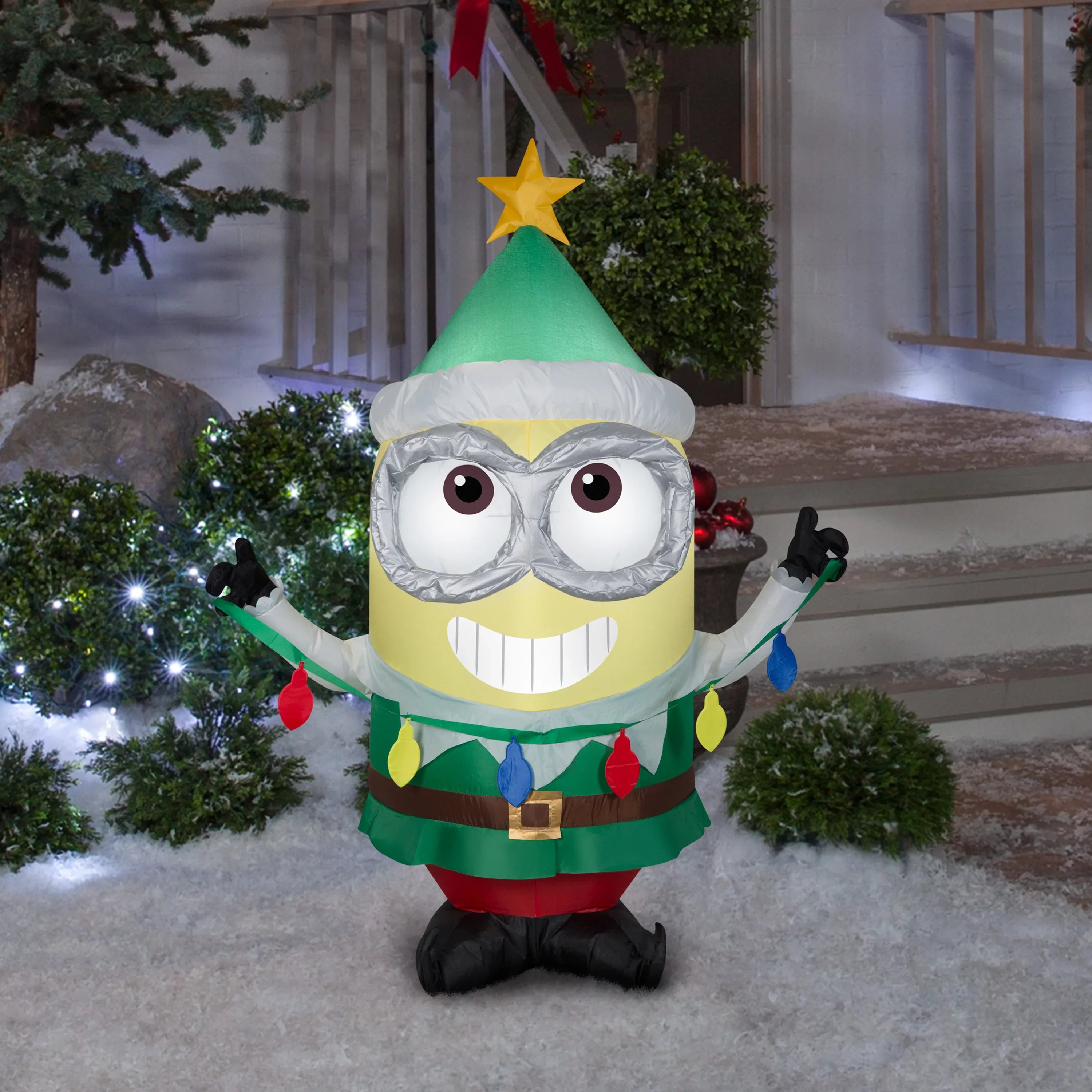 Gemmy Minions ft. Inflatable Dave the LED Airblown Elf 3.5