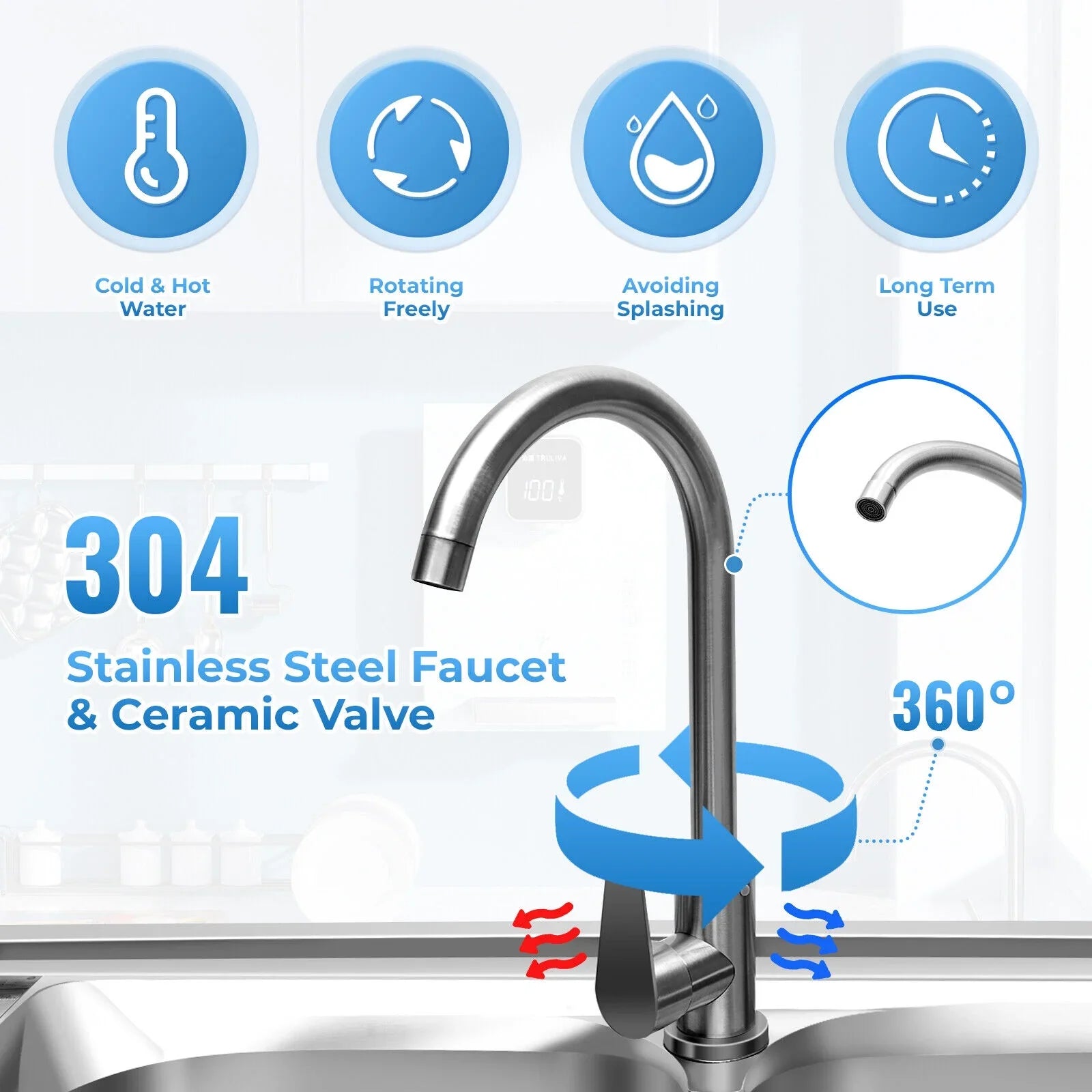 Kitchen Sink 304 Prep w/Faucet Bowls Prep w/ Bowl Catering Home Steel Utility Kitchen Catering Sink Table 2 +Shelf Bowl Catering Bowls Prep 2 Table Commercial Stainless Drainboard Kitchen Sink
