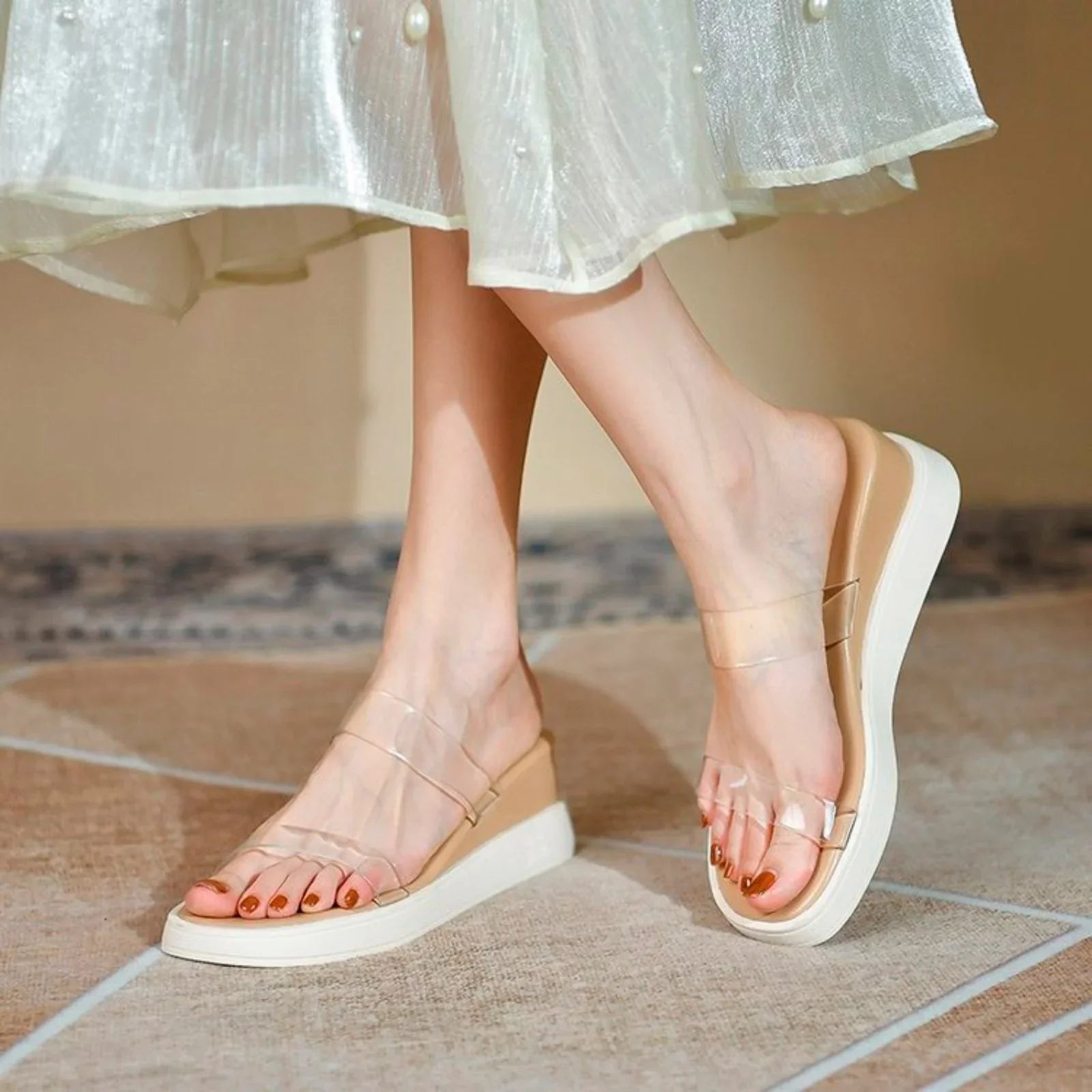 Platform Slippers Platform Sandals Transparent Ankle Women Slippers Sandals ILJNDTGBE Wedge Women Slippers Strap Heeled Rubber Custom for Designer