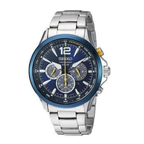 Watch SSC505 Core Steel Chronograph Dial Men's Solar Blue Interchangeable Bracelet Seiko