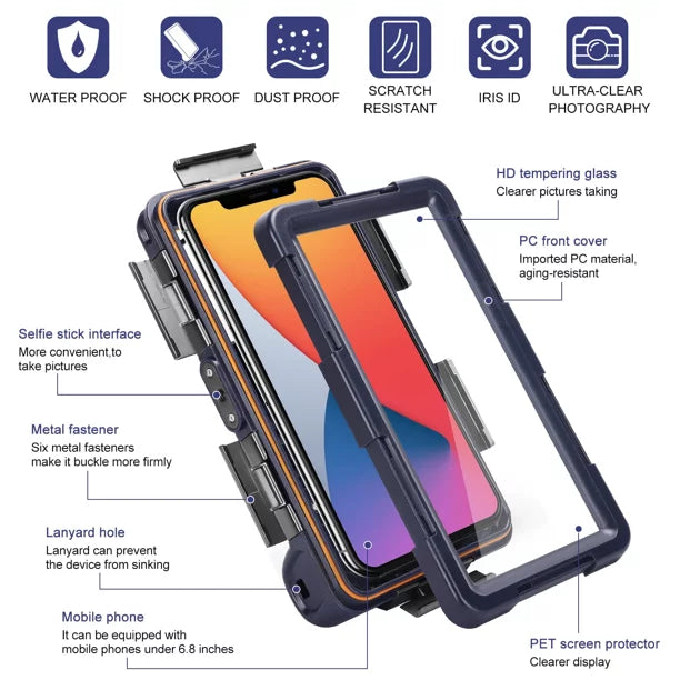 Professional Phones Swimming And to with 11 Lanyard Video Waterproof Surfing 5G Snorkeling Housing 6.9 UrbanX Case Photo all LCD for Axon Underwater [15m/50ft] Diving Protective ZTE Inch Up SE