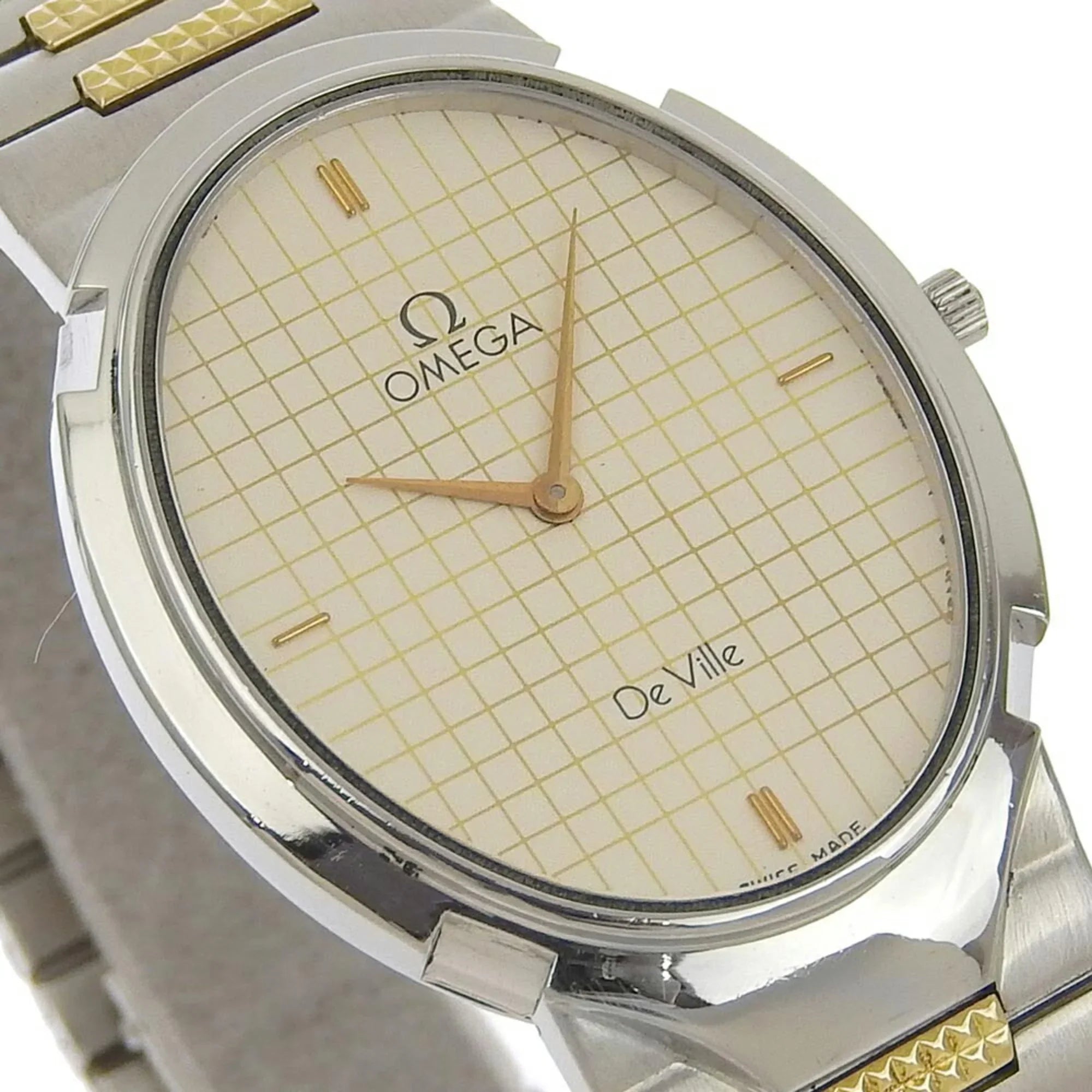 Steel Ville Omega Pre-Owned Dial Watch Made Boys Swiss De (Fair) Silver Silver/Gold Quartz OMEGA Stainless