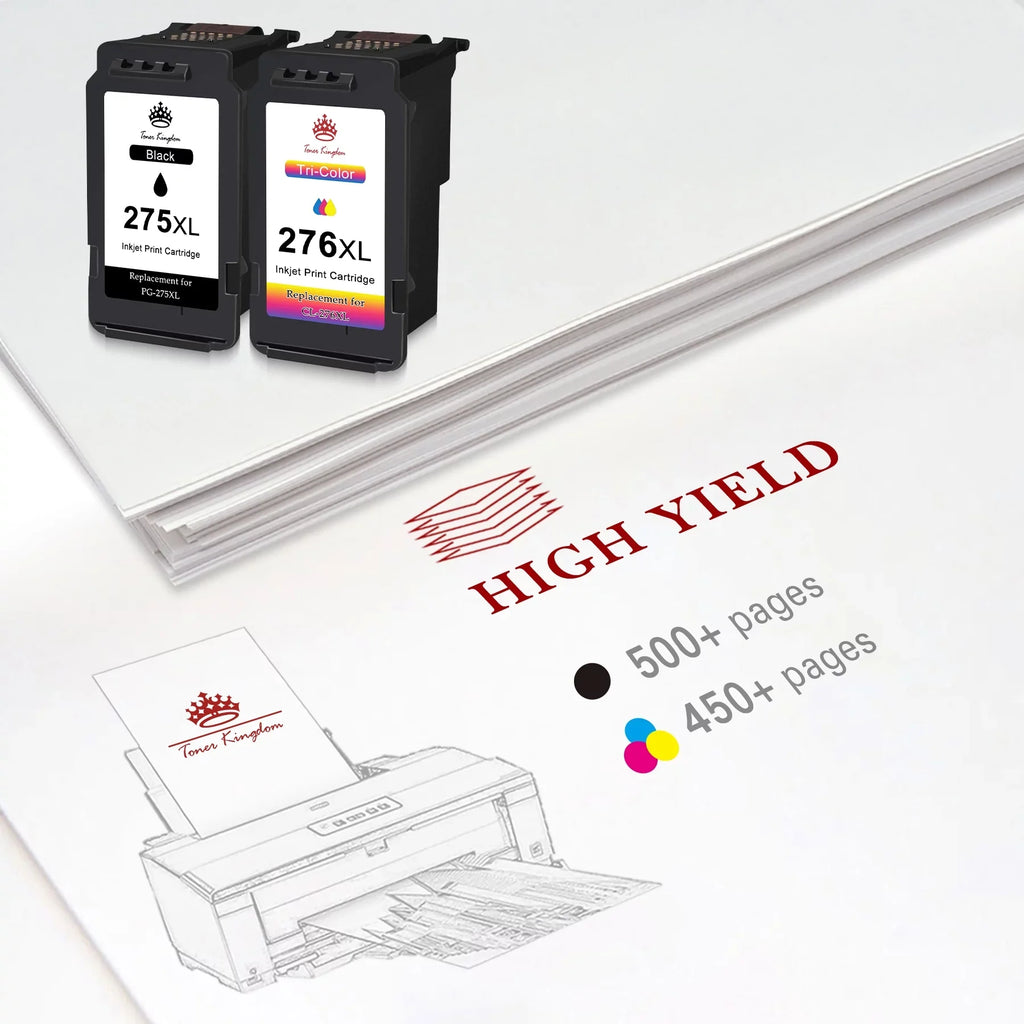 Cartridges Printer 1 TR4722 for 276 276XL Pixma TR4700 High Cartridges Canon (2 Capacity Ink TS3520 Ink 275 PG-275XL CL-276XL 276 for and TS3522 Black, 275 TR4720 Ink 275XL TS3500 Color)