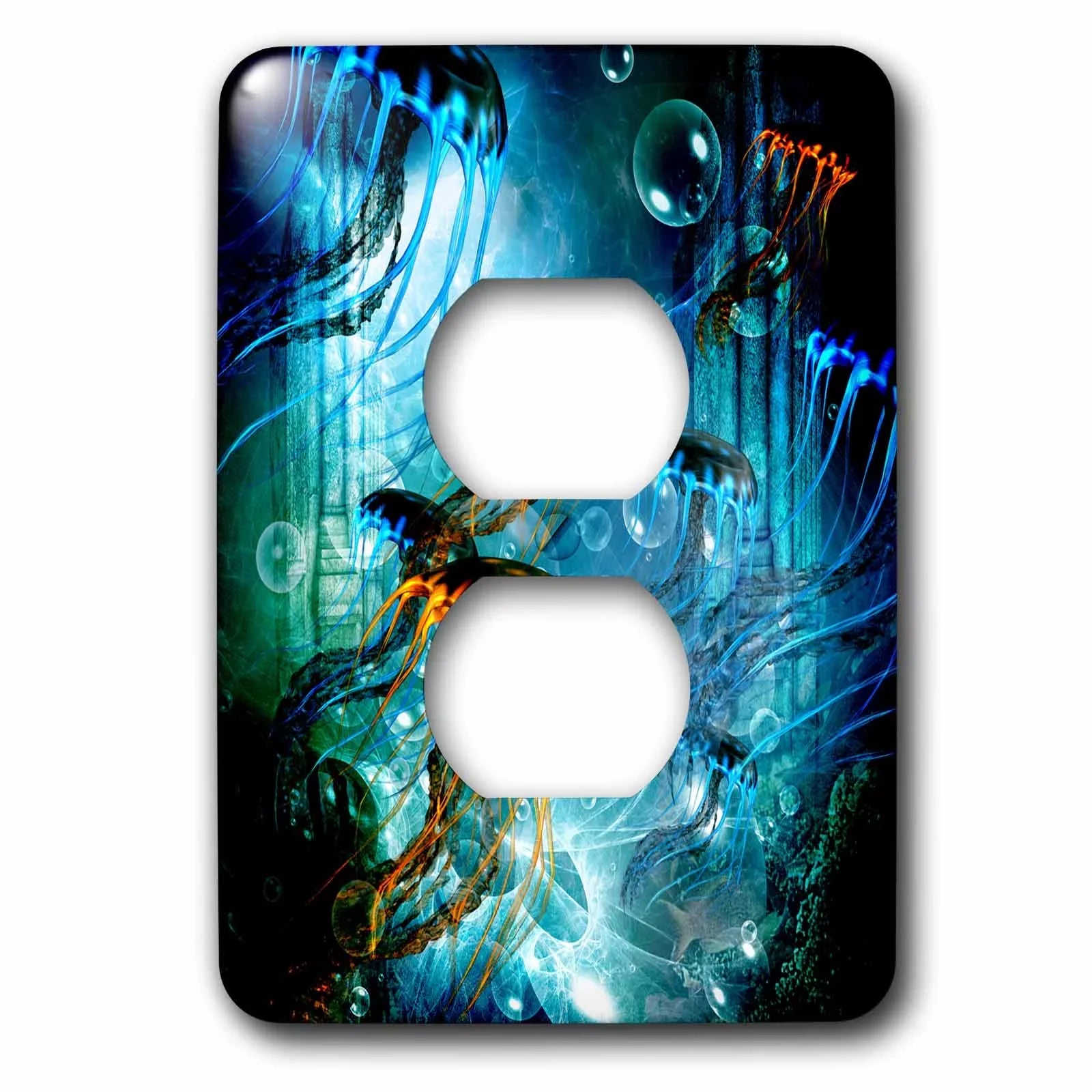 bubbles Outlet Plug with - 3dRose 2 jellyfish Cover Wonderful