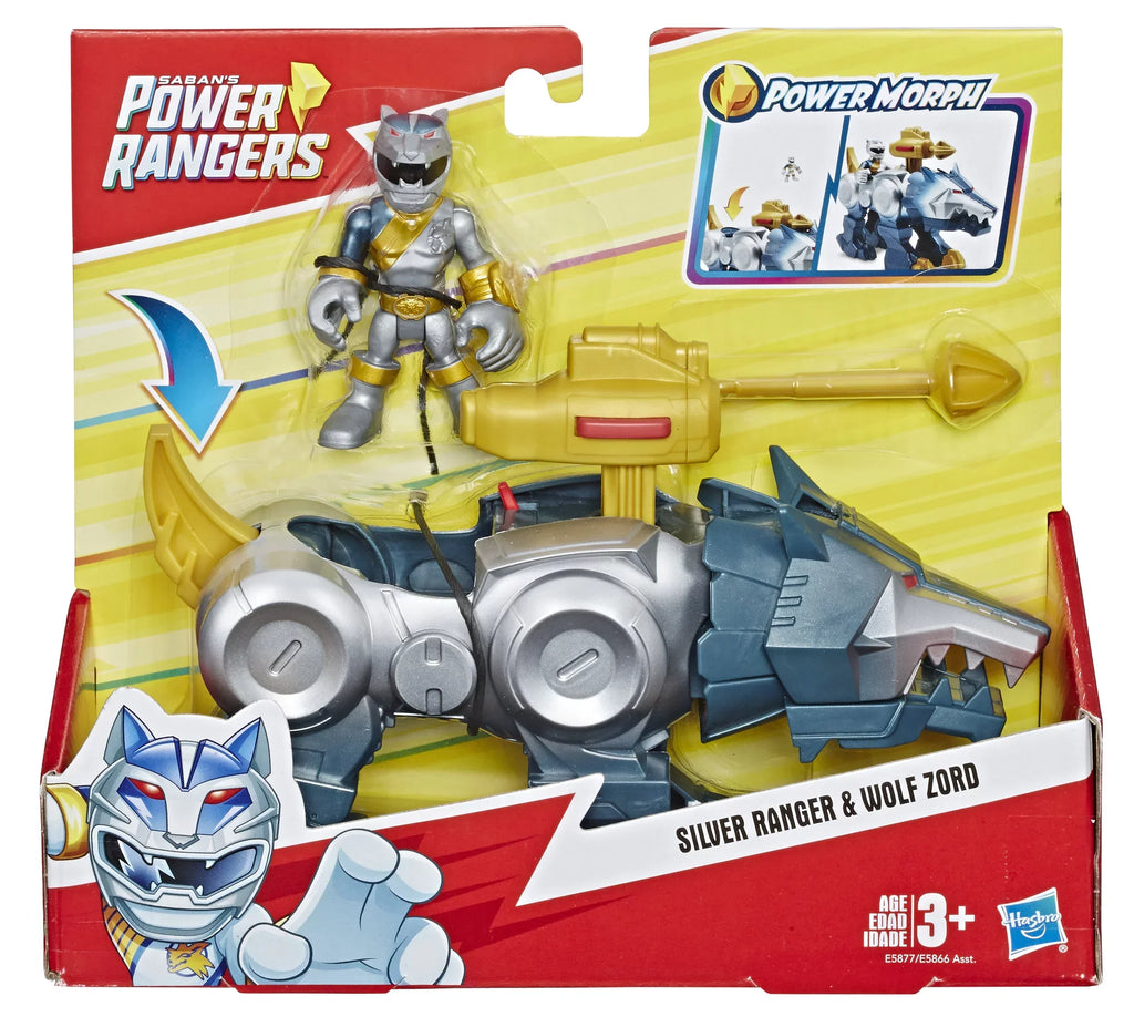 2-Pack Figures Playskool Silver Heroes Zord Ranger Rangers Power and Wolf