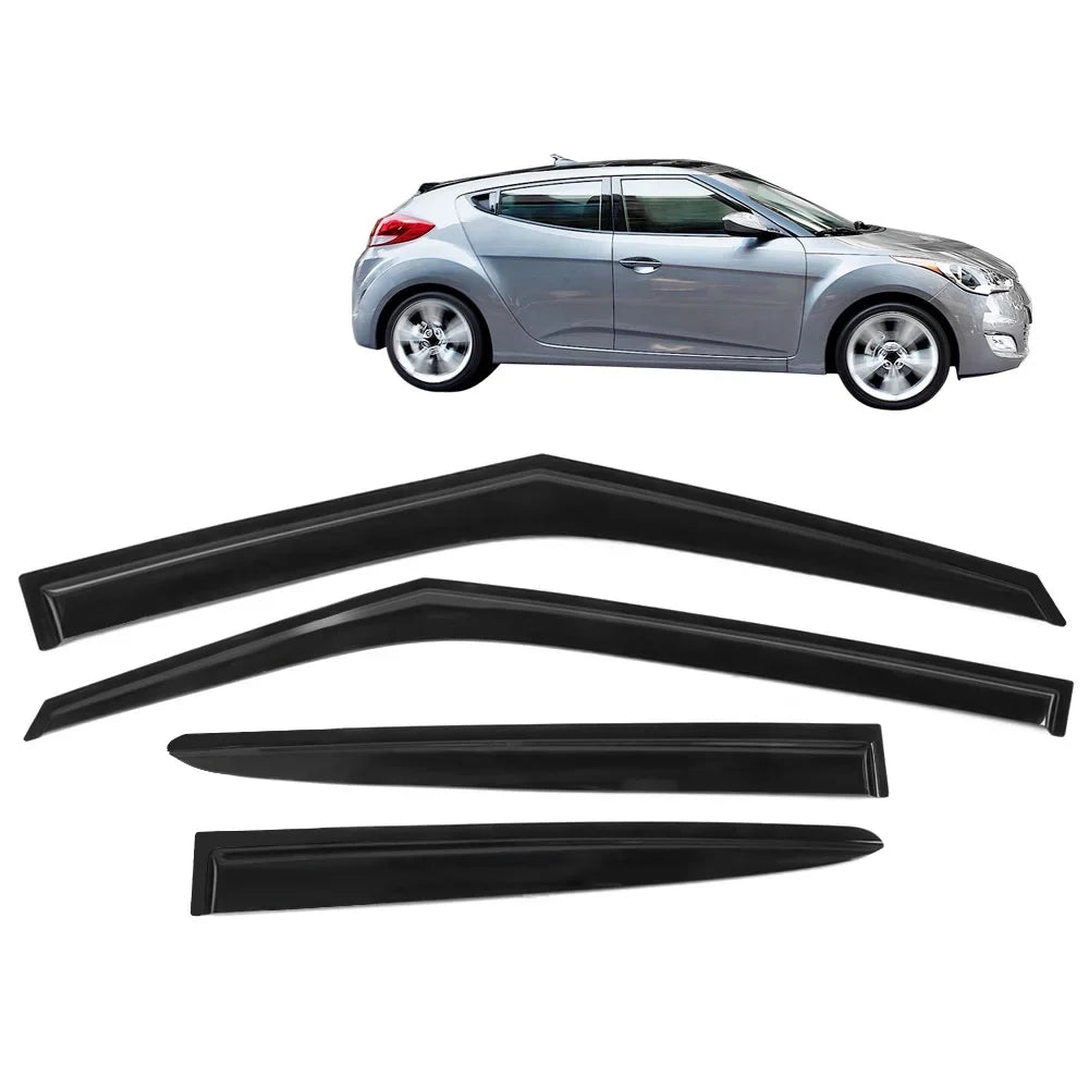 with Guard Rain 2012 Ikon Outside Vent 4Pc Hyundai 2014 Mount 2013 Compatible 2017 2011 Motorsports Deflector Window 2015 2016 Set Visor 2018 Veloster 2011-2018