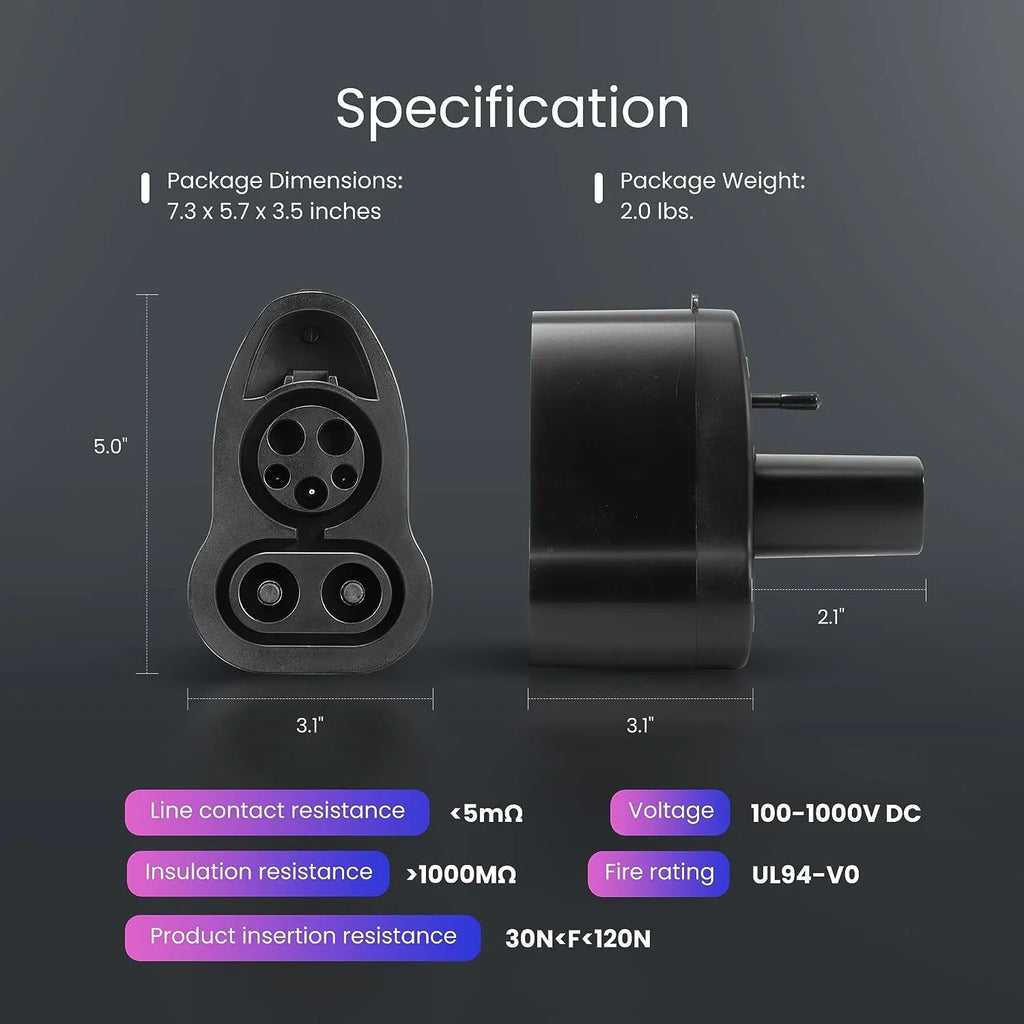 250kW Y, CCS1 250A Max with Adapter Level for Tesla Model Fast Stations to S, Charging 3 3, Charging Supercharger with Case VIVOHOME DC Compatible Tesla X, Portable
