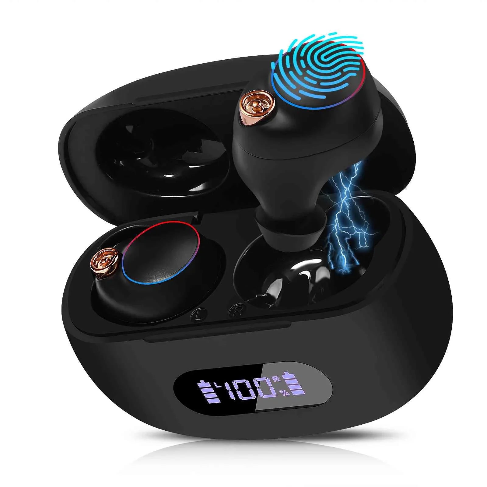 Charging Bass Case, Bluetooth Tab Black, Balanced, Connect, Resistance, True UrbanX 5.2 liquid with + Wireless Compatible Bluetooth V7 Boost Connection, IPX5 Dual Earbuds