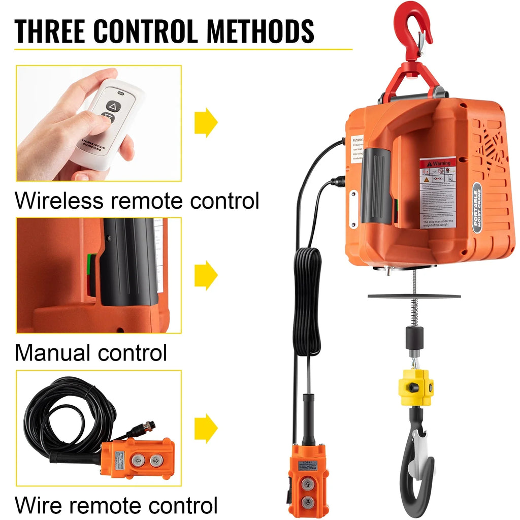 BENTISM Remote Hoist Control w/ Electric 25ft Crane 3-in-1 Portable Winch 1100lbs