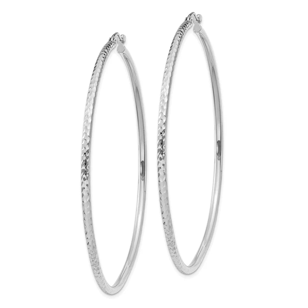 Women Earrings; and White Teens; 14kt for Hoop Adults and Tube Diamond-cut Real for Men Gold 2mm Round