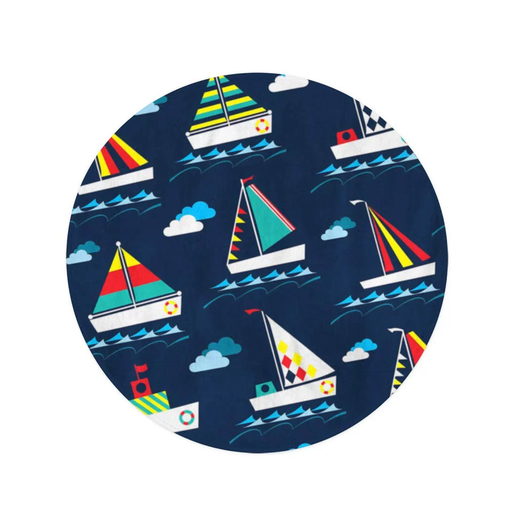Round Circle Travel Pattern Tapestry Towels KDAGR Boat Beach Abstract Mat inch Baby Blanket Beach Blue Circular Kids Throw Towel 60 Beach Sea Nautical