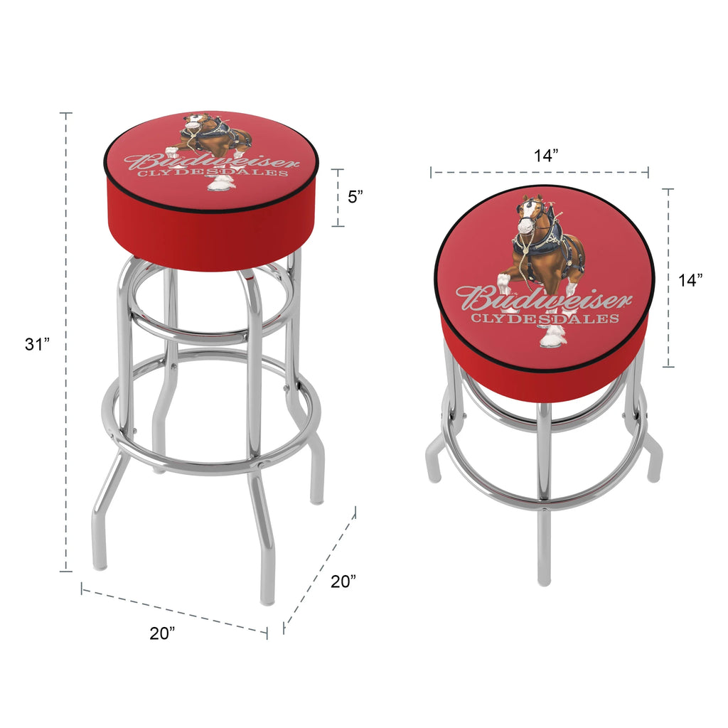 Bar Stool - Red Budweiser Swivel Clydesdale Padded