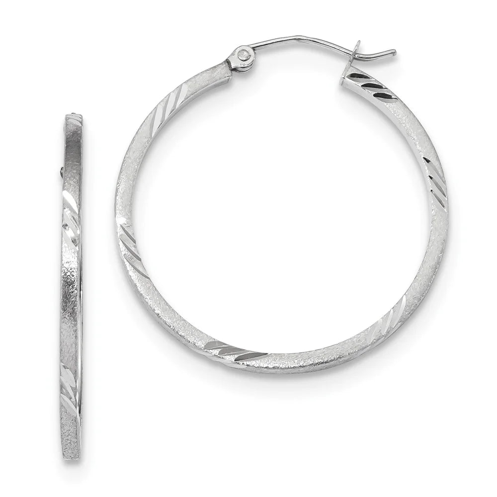 Princess Real Men Teens; and Women Tube White Satin for Diamond-cut Hoop Earrings; 14kt and Gold Adults Square for