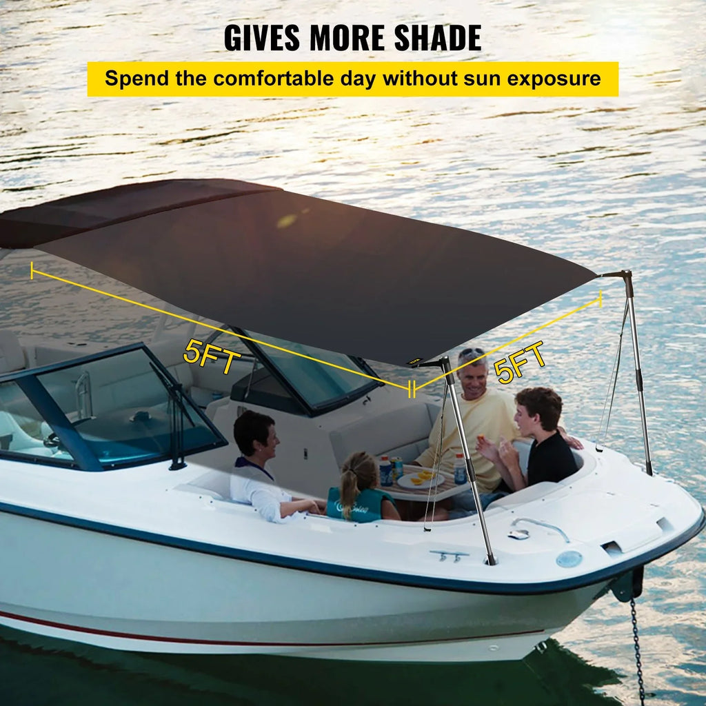T-Top T-Tops & Easy Assembly Tops - Shade Bimini Kit with for 5'x5' Telescopic 600D Steel Polyester VEVOR UV-Proof Waterproof, Sun Poles, Rustproof