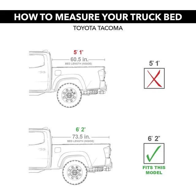 Tonno - Bed Hard 6' | HF-562 Bed Truck Fold, 2023 2016 Cover Hard | Fits 2" Tonneau Tacoma Pro (73.7") Toyota Folding