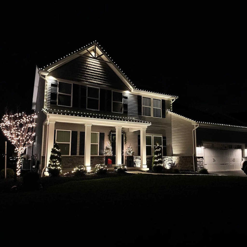 Green LED Wire C9 Faceted White Christmas Lights, Northlight 66ft Warm 100ct