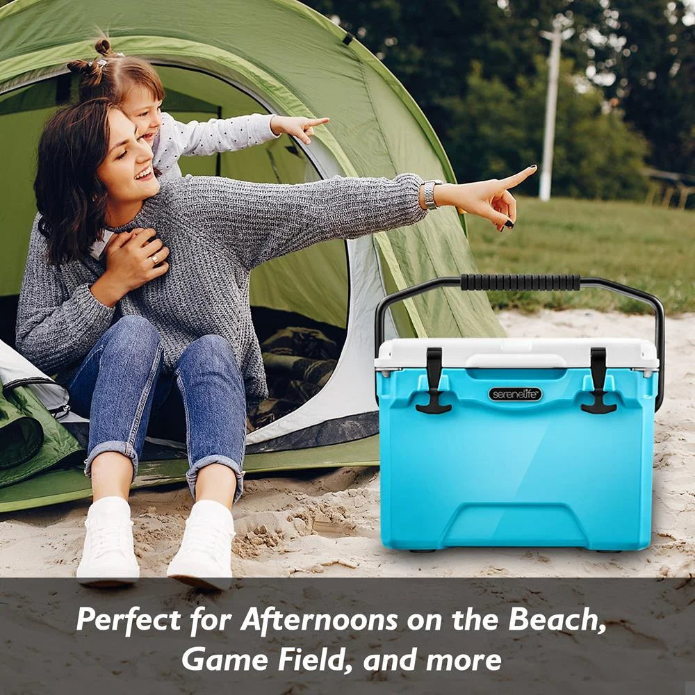 Travel Quart Cooler Cooler Box (Blue) Ice Lightweight Heavy-Duty 25 SereneLife Handles, W/ Portable