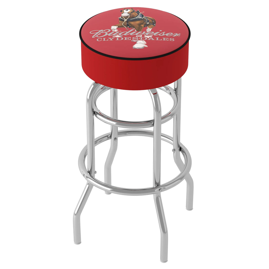 Bar Stool - Red Budweiser Swivel Clydesdale Padded