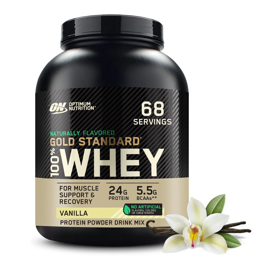 68 Protein Vanilla, Flavored Gold 100% 4.8 Servings Nutrition, Whey Optimum lb, Naturally Standard Powder,