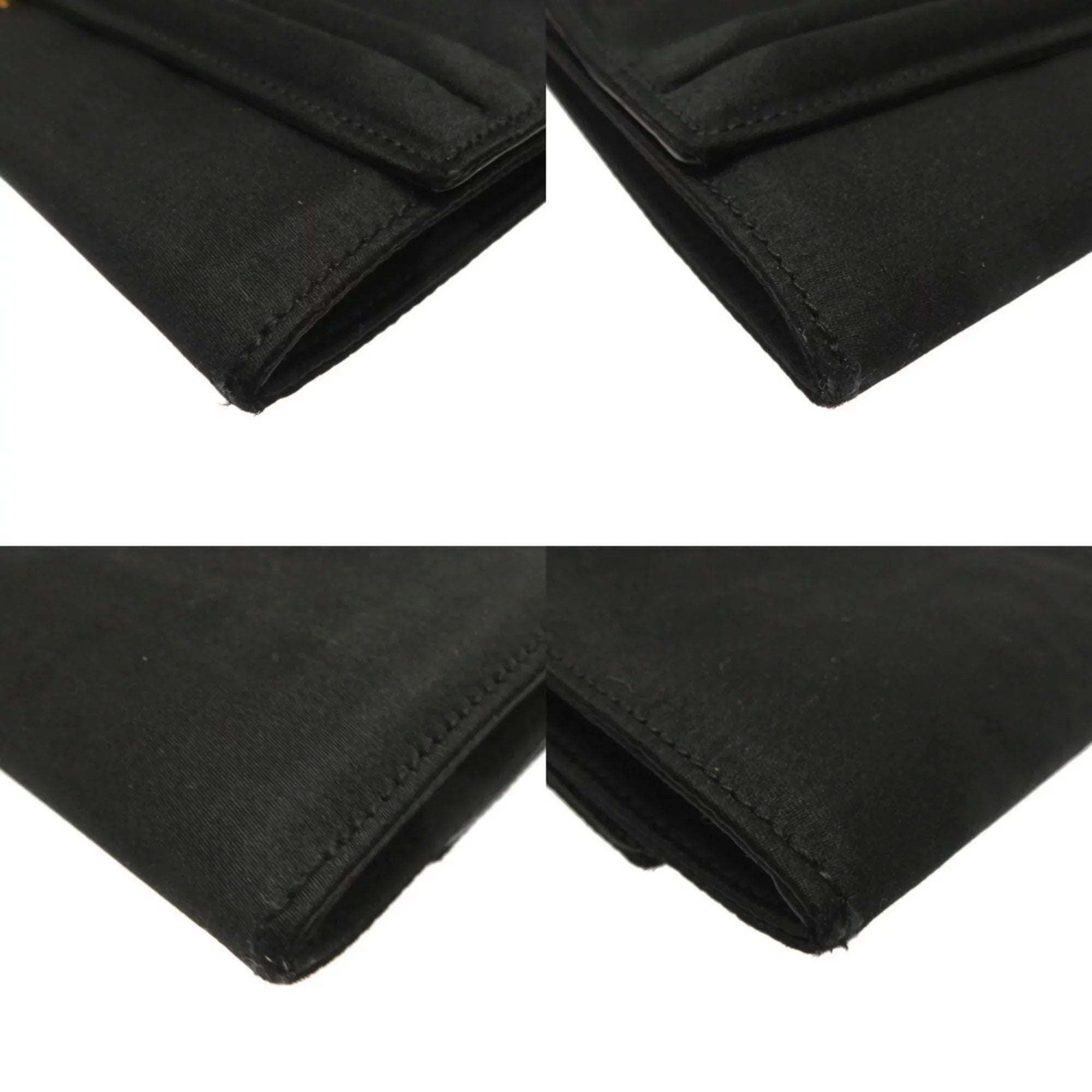 Cooktail Gold Bag Hermes 0034 Pre-Owned hardware Shoulder HERMES Black Satin (Good)