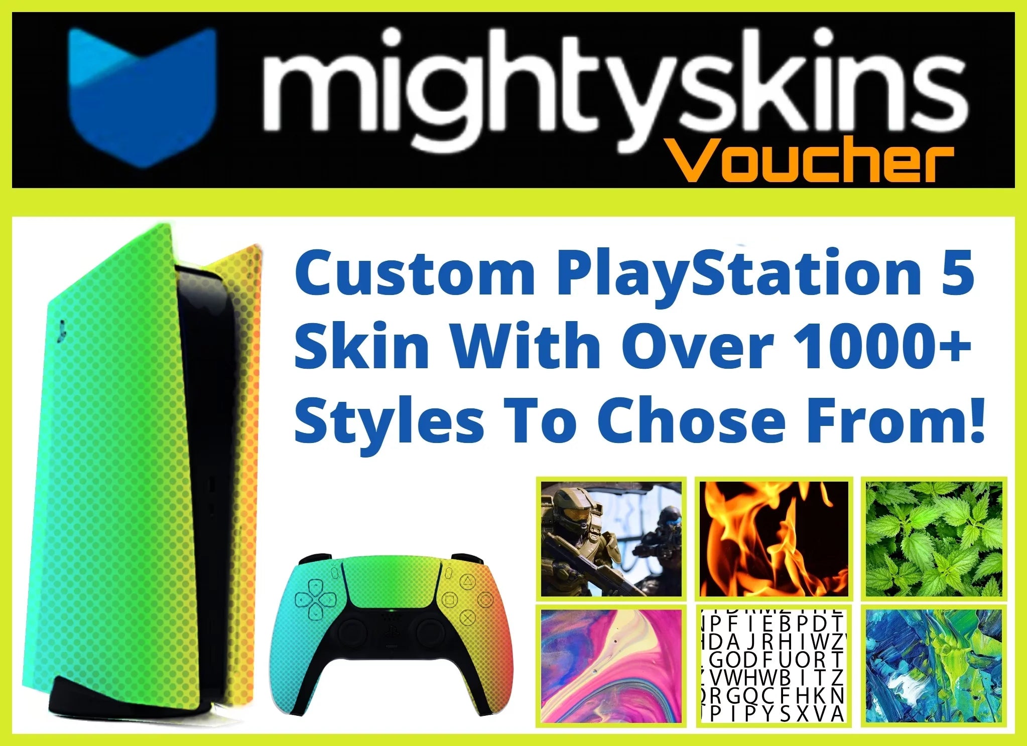5 (PS5) - Slim Skin Digital Edition W/ Code PlayStation Mightyskins Console Bundle Voucher Custom