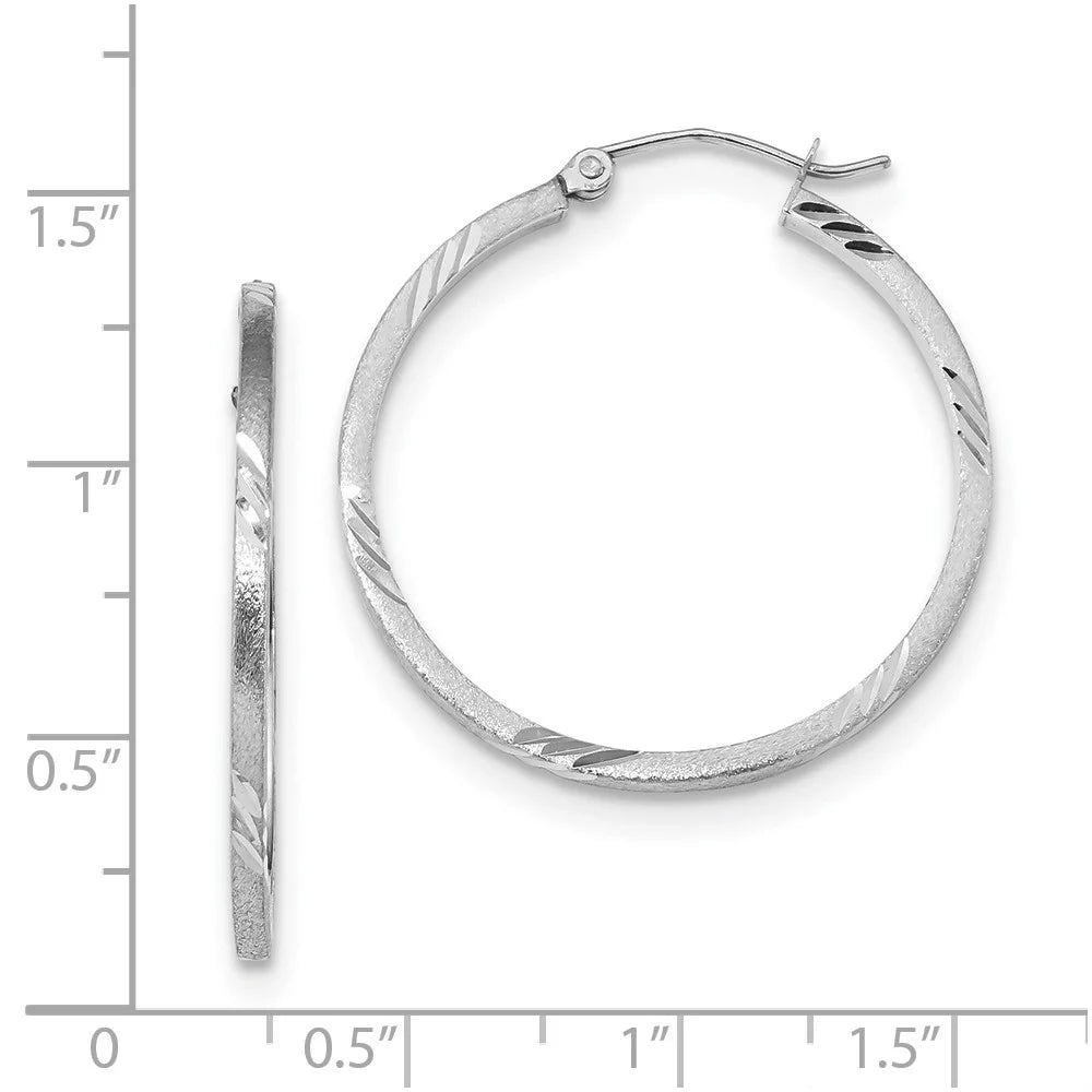 Princess Real Men Teens; and Women Tube White Satin for Diamond-cut Hoop Earrings; 14kt and Gold Adults Square for