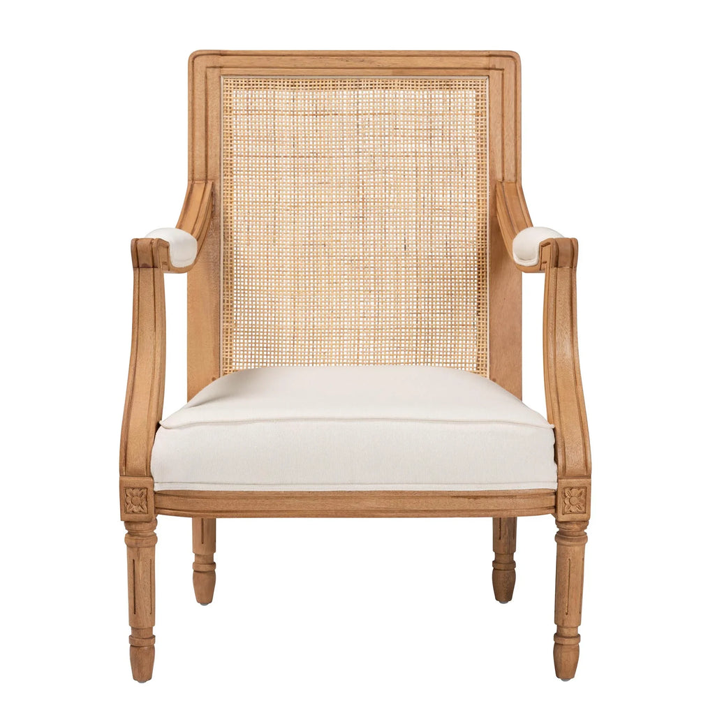 Studio Chair French Fabric Oak and Finished Accent Baxton Beige Honey Wood Garridan Traditional
