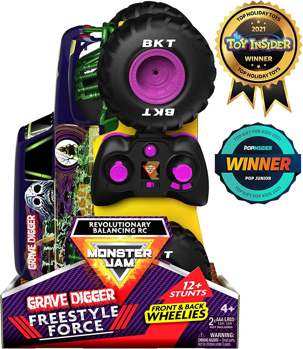 Toys Boys Monster Scale Remote and Control Monster Force, Kids 1:15 Jam, Car, Freestyle Digger Adults, Official Grave for Truck