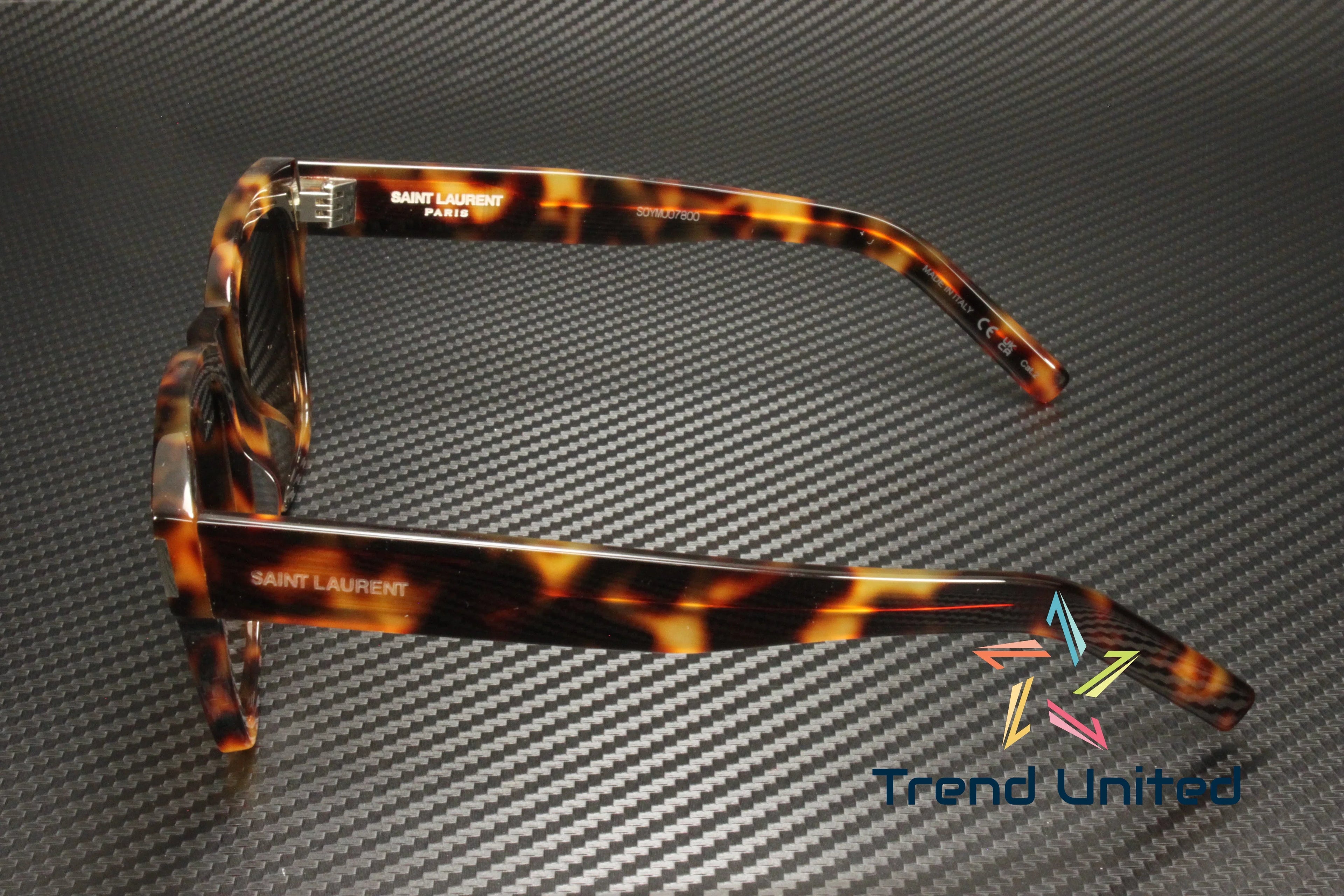 SL 003 Acetate Sunglasses Unisex Havana 560 mm LAURENT 54 Brown Squared SAINT