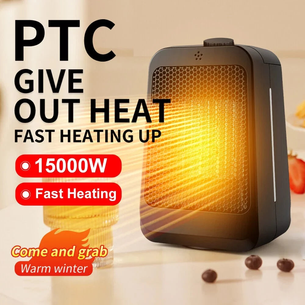Black Heater Keep Portable and Home Space 3 Adjustable Anywhere Thermostat, - - Modes Heater Warm JahyShow Office -