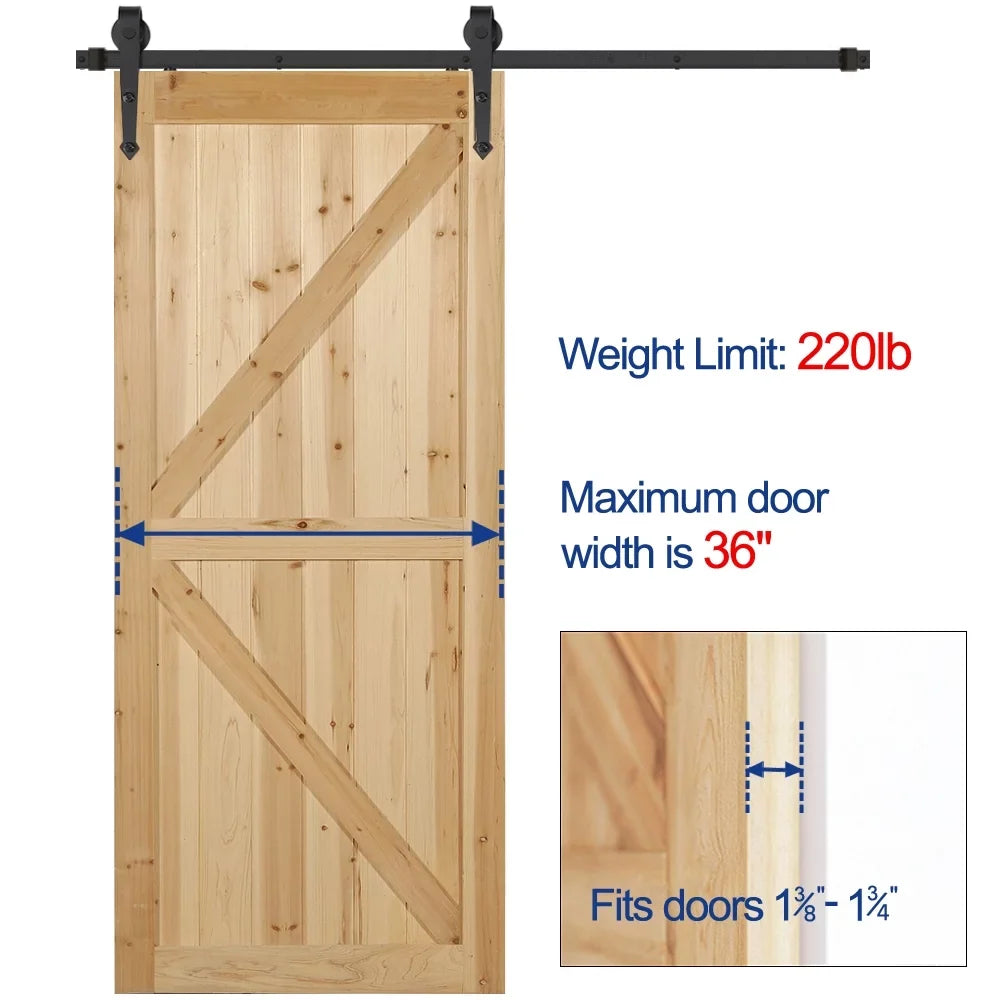 Kit Single-door Track Steel Arrow Design Barn Black Hardware Hanging Ft Door Easyfashion 6 Sliding