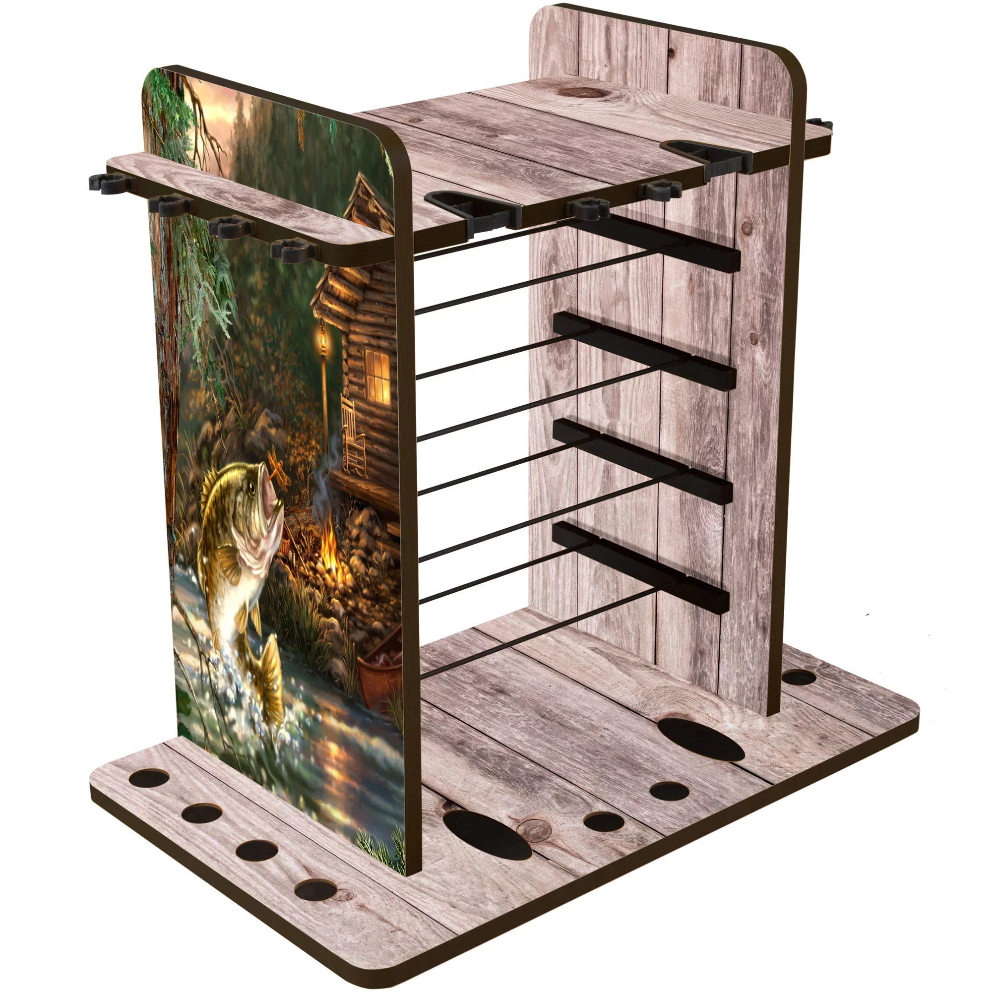 a 4 Rod Creations - Rod Box Storage Racking 14 with Design Capacity Rush Wire Features & Rack System Creek Sleek & Clips Utility Dual Fishing