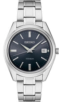 Blue Quartz Classic Titanium Seiko Grey Watch Dial SUR373 Men's
