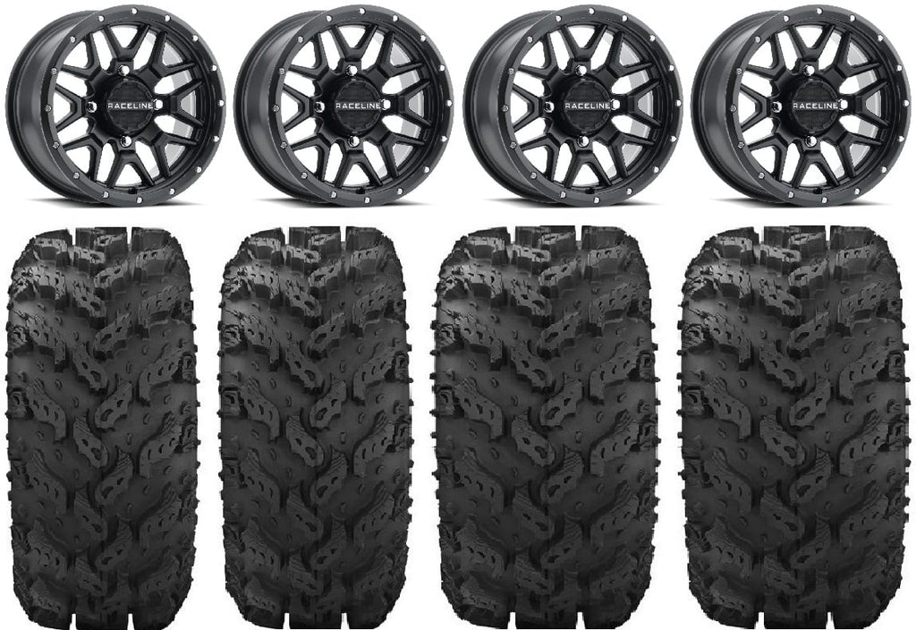 Mule Kawasaki Tires FXT Pro Black 14" Krank Reptile Wheels 27" Raceline