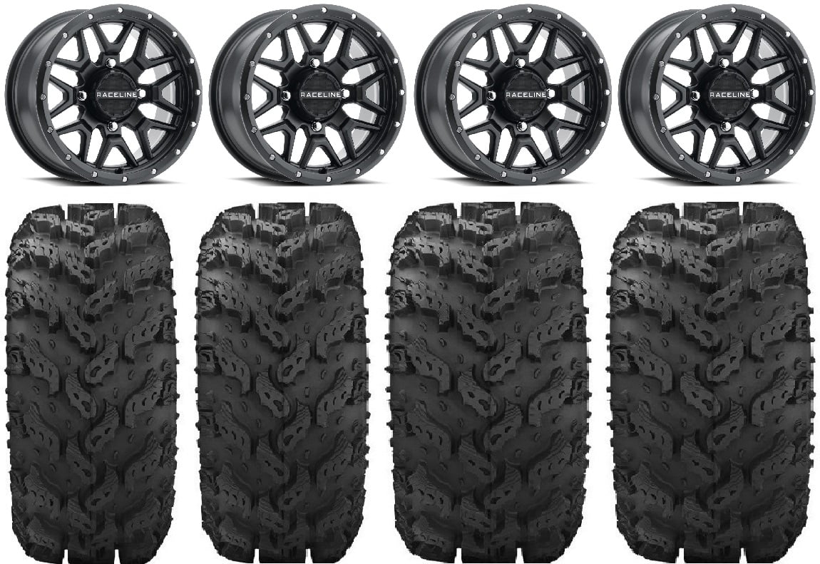 Mule Kawasaki Tires FXT Pro Black 14" Krank Reptile Wheels 27" Raceline