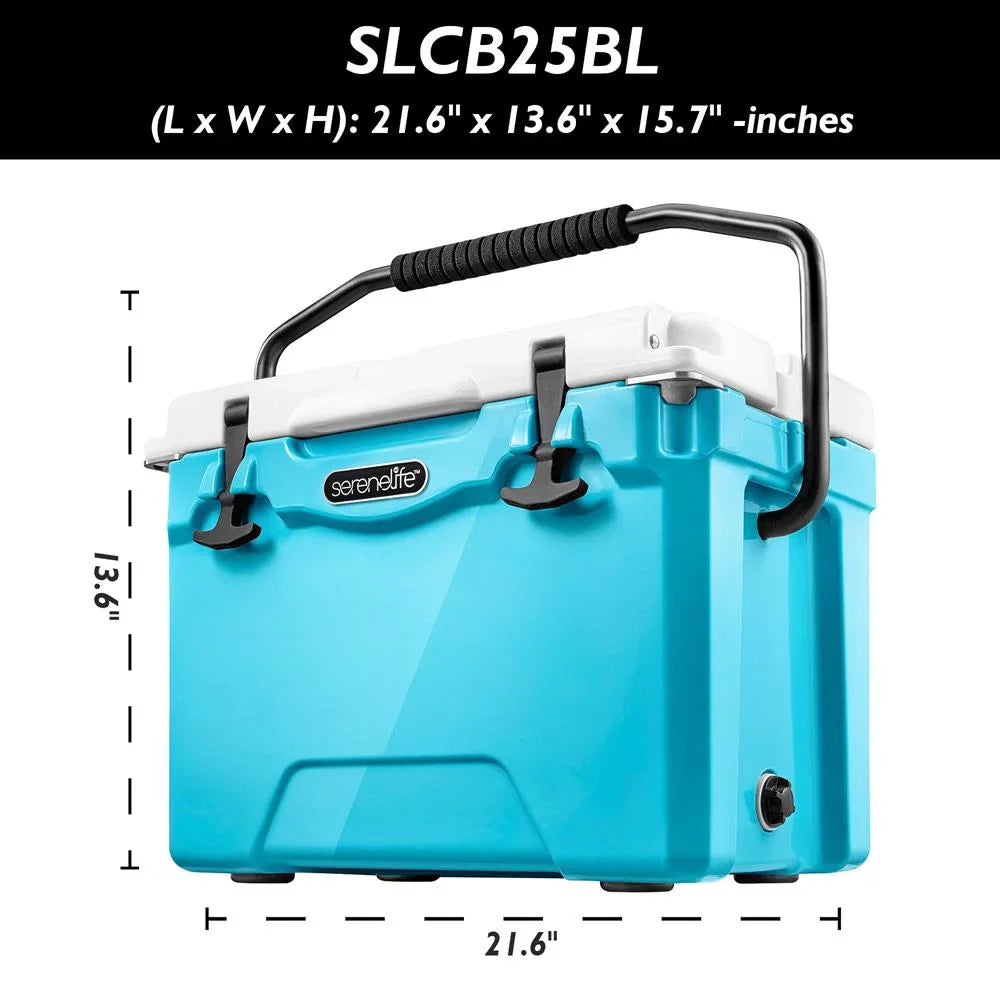 Travel Quart Cooler Cooler Box (Blue) Ice Lightweight Heavy-Duty 25 SereneLife Handles, W/ Portable