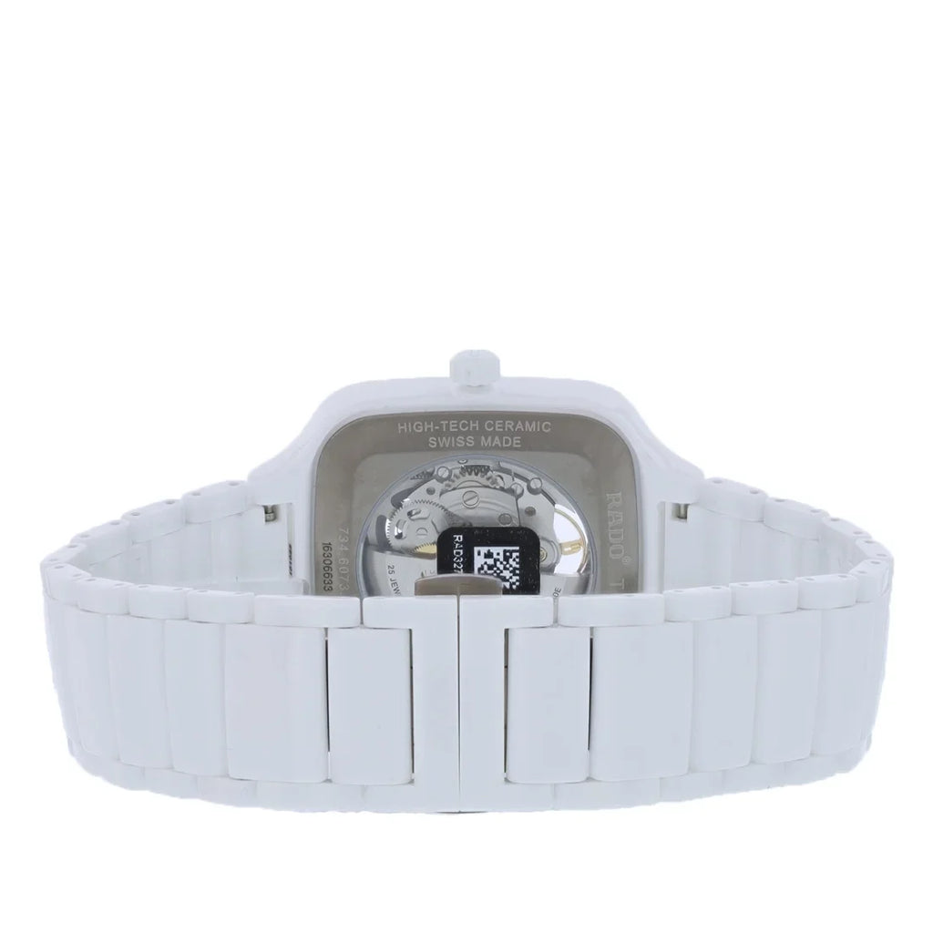 White Unisex True R27073702 Square Swiss Automatic Pre-Owned Rado Watch Ceramic