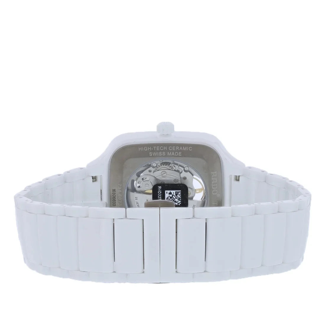 White Unisex True R27073702 Square Swiss Automatic Pre-Owned Rado Watch Ceramic