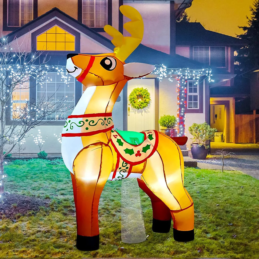 Inflatable, 5.7 FT Xmas/Holiday exterior Christmas Reindeer Clearance Inflatables Christmas Blow Reindeer Decorations with Up Inflatables Reindeer Decorations Inflatable for Lights, GOOSH Christmas LED