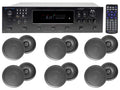 6) Black 6.5" Receiver+(12) Zone, 6000w Theater Speakers Ceiling Bluetooth Home