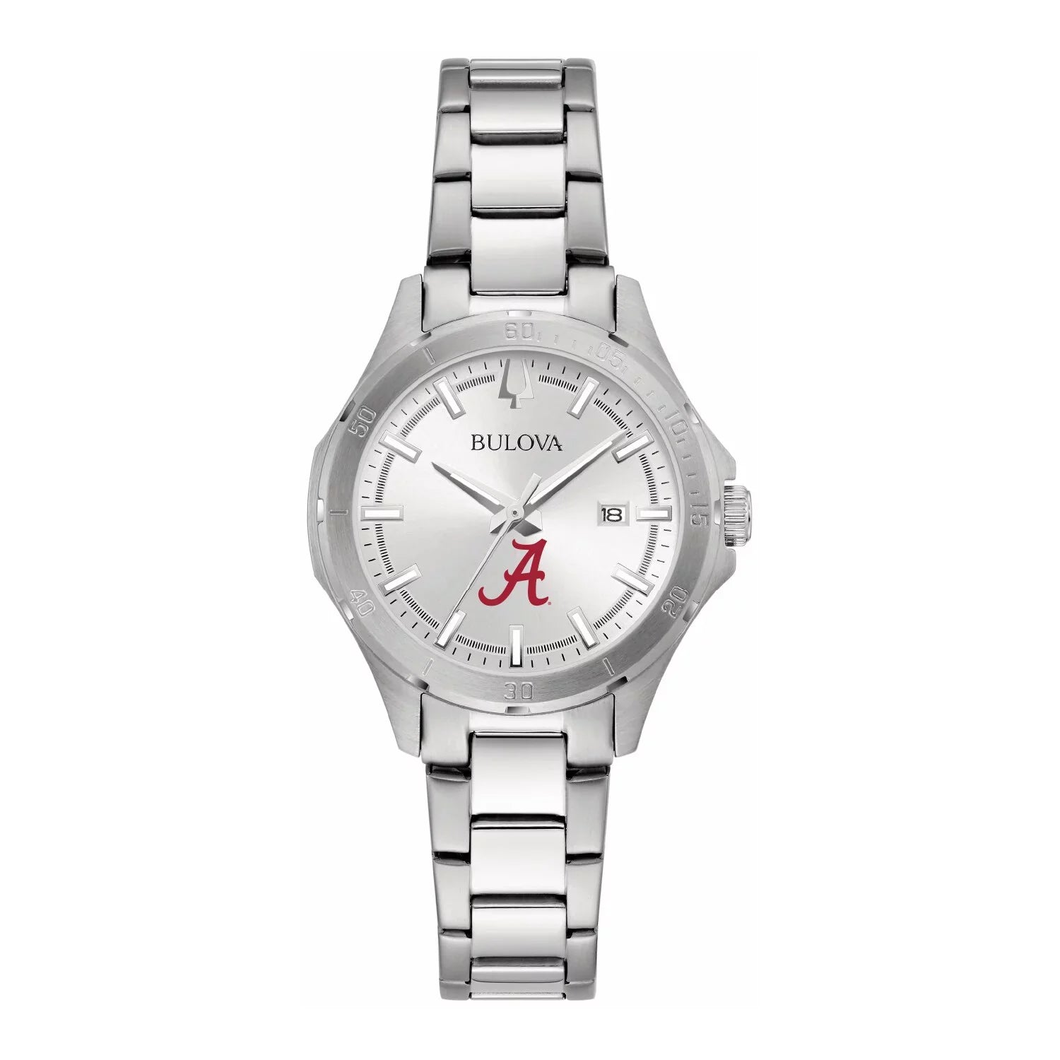 Silver Tide Bulova Crimson Steel Alabama Watch Sport Classic Stainless Women's