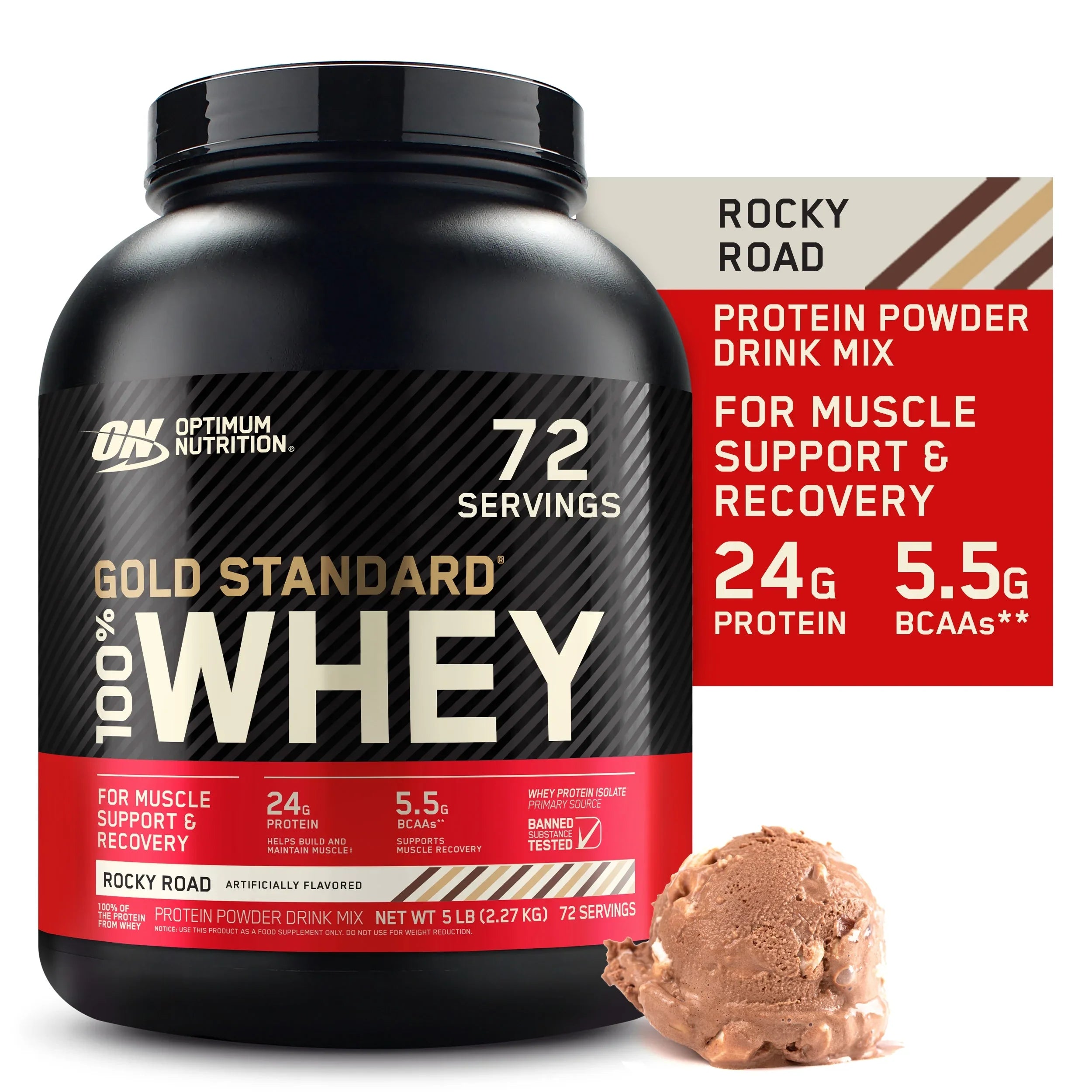 Servings Road, Gold Optimum lb, Powder, Whey 5 72 Rocky Protein Standard 100% Nutrition,