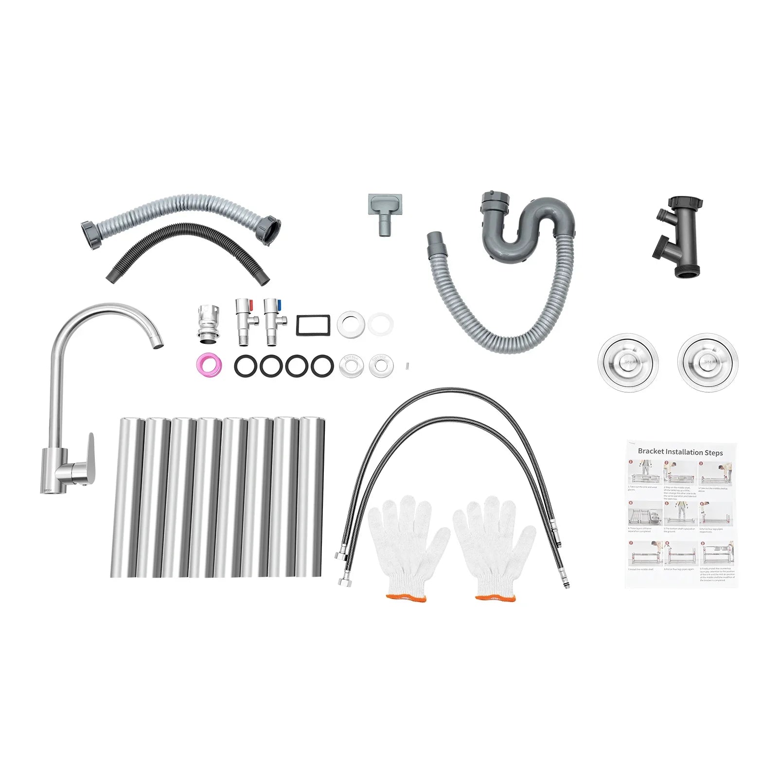Kitchen Sink 304 Prep w/Faucet Bowls Prep w/ Bowl Catering Home Steel Utility Kitchen Catering Sink Table 2 +Shelf Bowl Catering Bowls Prep 2 Table Commercial Stainless Drainboard Kitchen Sink