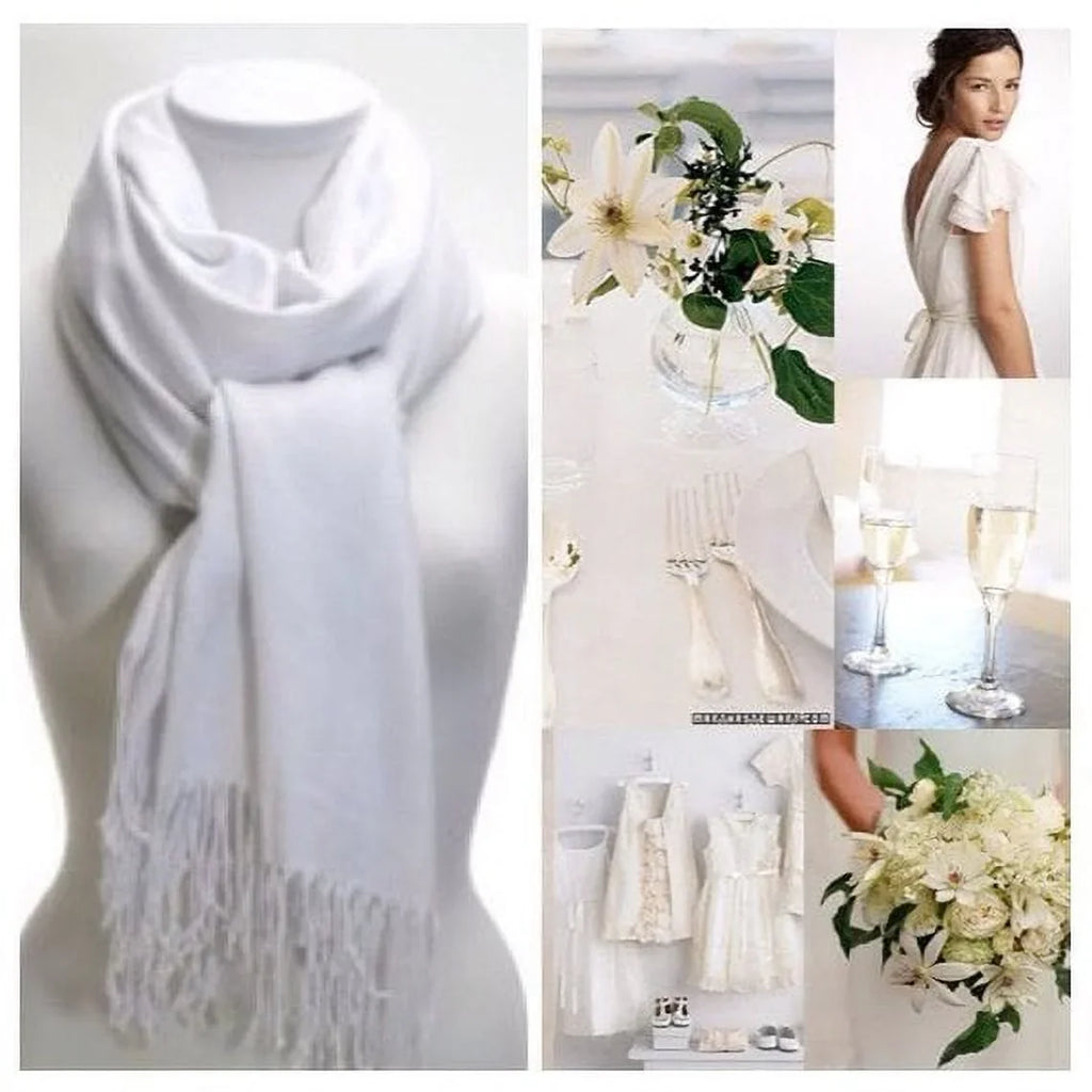 Wedding Set Bridesmaid Shawl, (White) Shawl Wrap, 10 Scarf Pashmina of Bridal Shawl,