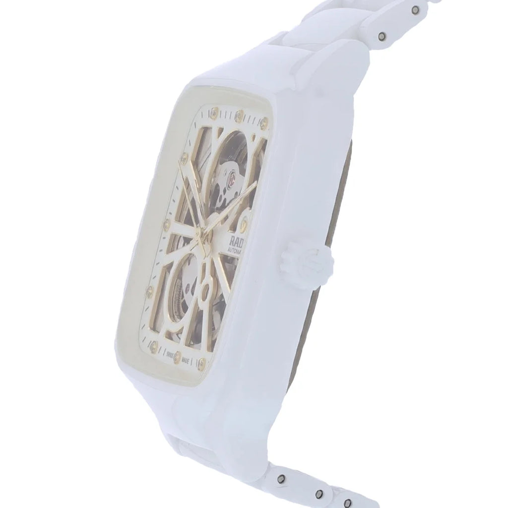 White Unisex True R27073702 Square Swiss Automatic Pre-Owned Rado Watch Ceramic