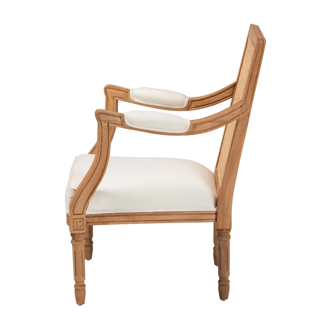 Studio Chair French Fabric Oak and Finished Accent Baxton Beige Honey Wood Garridan Traditional